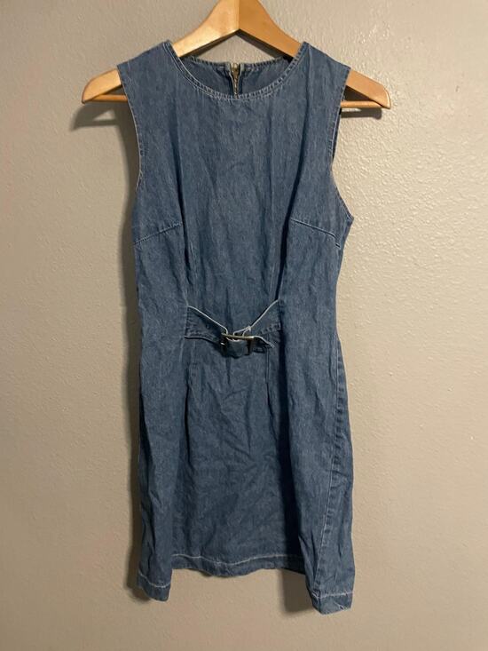 Forever Wearall Dresses & Skirts - Vintage Mini Dress Womens Size 8 Blue Denim Sleeveless Belted Butter Mom 90s